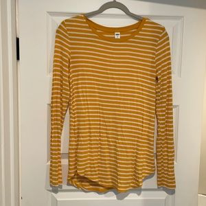 Old Navy long sleeve yellow and white tee size S